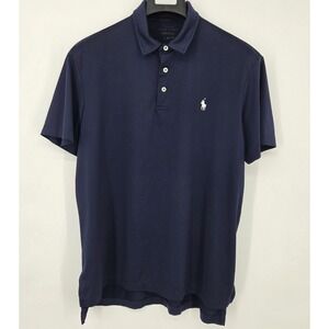 Polo Ralph Lauren Performance Polo Shirt Men's Large Navy Blue White Pony